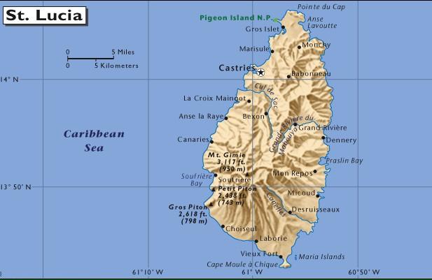 St. Lucia map